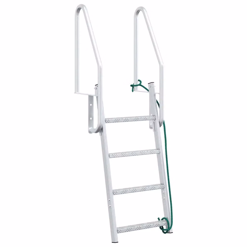 Scala da Dock a 4 Gradini vidaXL in Alluminio Argento L/P/H: 58 x 77 x 166 cm – 2