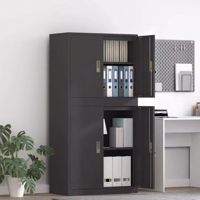 Armadio 2 pz Nero 80 x 40 x 160 cm Acciaio Bloccabile 3438729