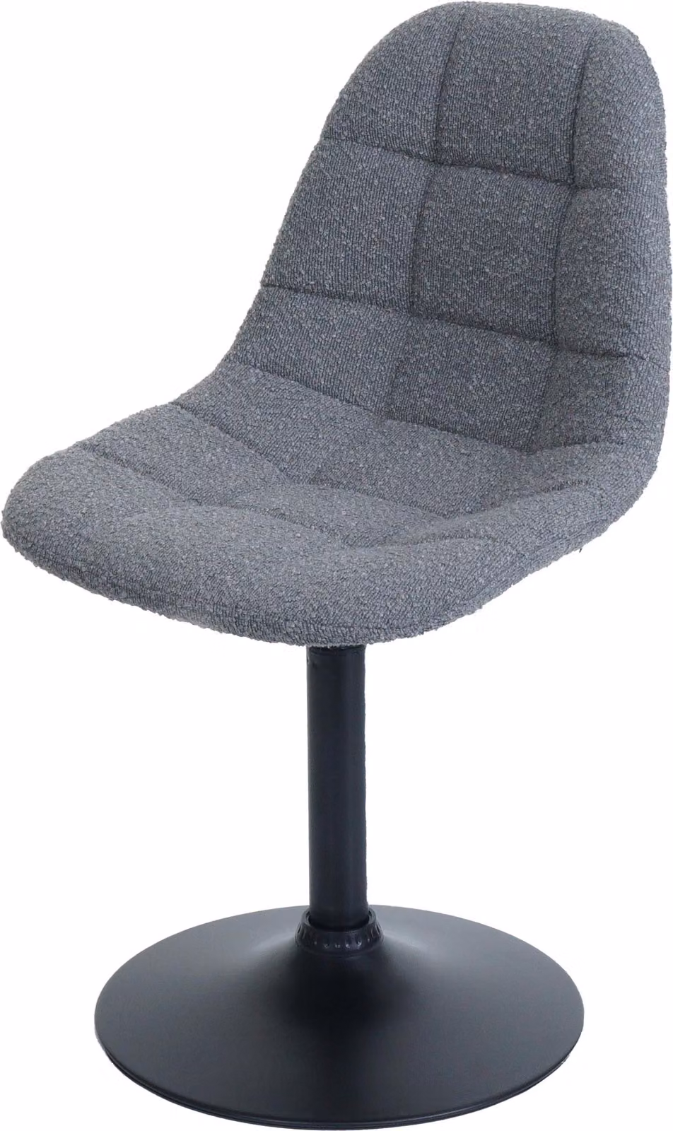 Sedia da pranzo | A x L x P 83 x 47 x 43 cm | Altezza della seduta 47 cm | Acciaio, tessuto bouclé | Grigio scuro | Sedia da cucina, sedia girevole