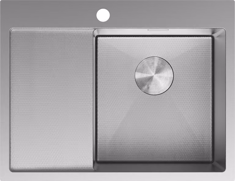 Mexen Exar lavello in acciaio 1 vasca con sgocciolatoio, destro 620 x 480 mm, inox HC - 6432621005P-01HC