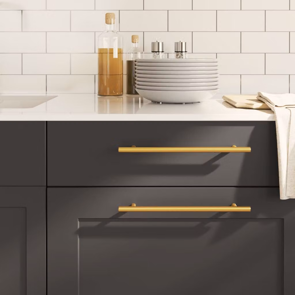 Set di 10 maniglie per mobili a barra vidaXL in acciaio inox color oro lucido