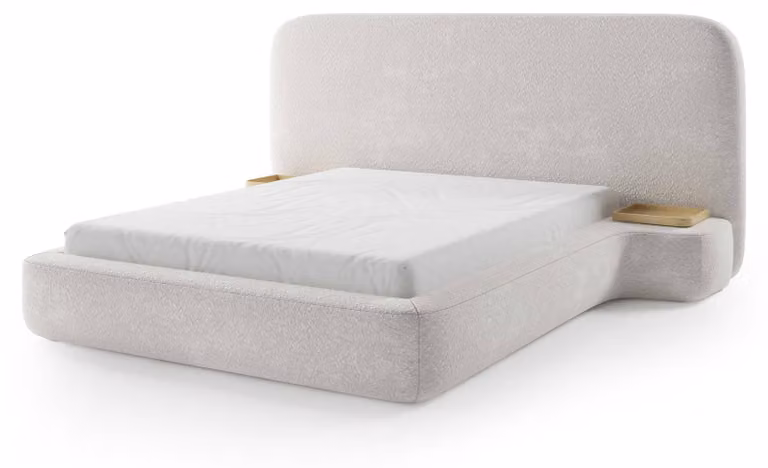 Letto imbottito Genz, colore bianco porcellana, dimensioni 160 x 200 cm