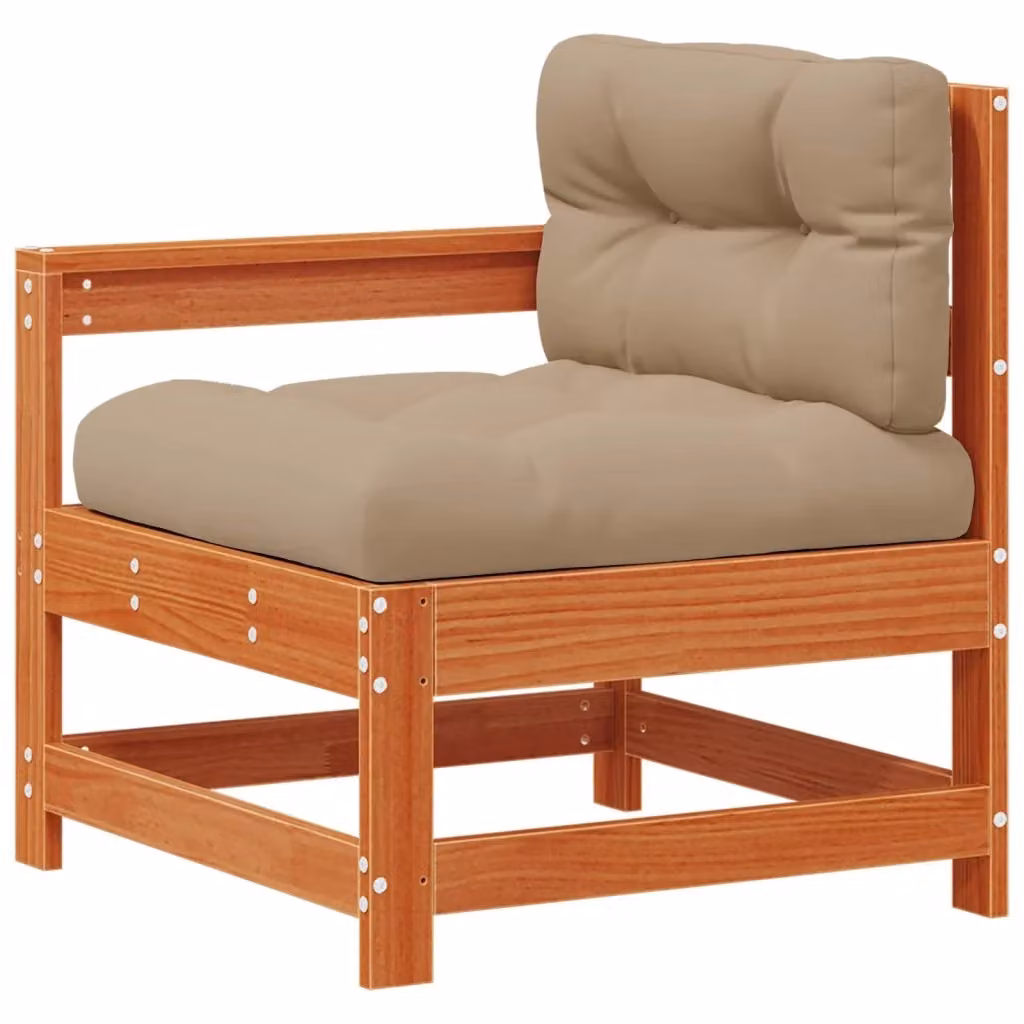 Divano Angolare da Giardino vidaXL in Legno di Pino Trattato con Cuscini Beige e Marrone – 2