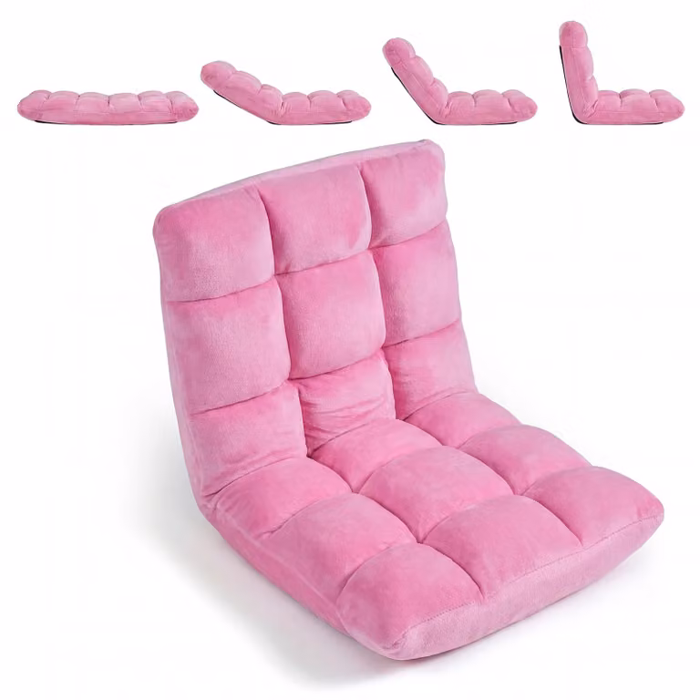 Divano da pavimento KOMFOTTEU con schienale regolabile, divano imbottito per pavimento con funzione letto, sedia pieghevole per la meditazione, poltrona relax da pavimento, sedia da pavimento per soggiorno, camera da letto e balcone, resistente fino a 160