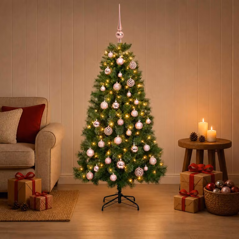 vidaXL Albero di Natale artificiale con palline 150 cm 150 LED