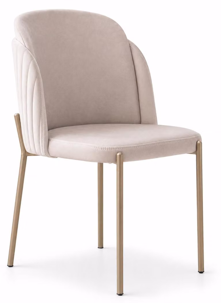Sedia da pranzo moderna, beige, confortevole, lussuosa, rivestita in velluto, dal design sobrio