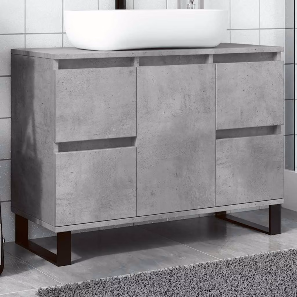Armadietto da bagno sospeso vidaXL in stile industriale, Grigio, L: 80 cm, P: 33 cm, H: 60 cm