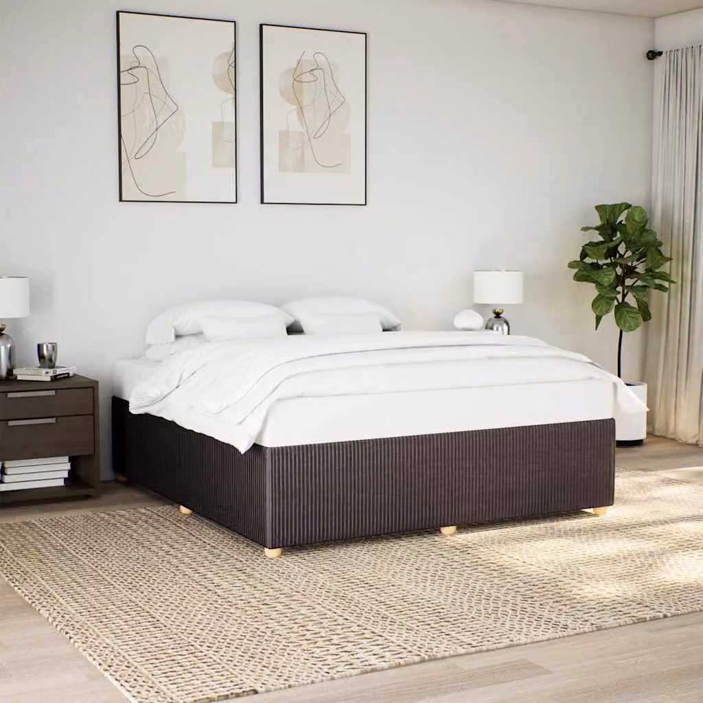 vidaXL Giroletto senza Materasso Marrone Scuro in Tessuto e Legno 200 x 200 cm