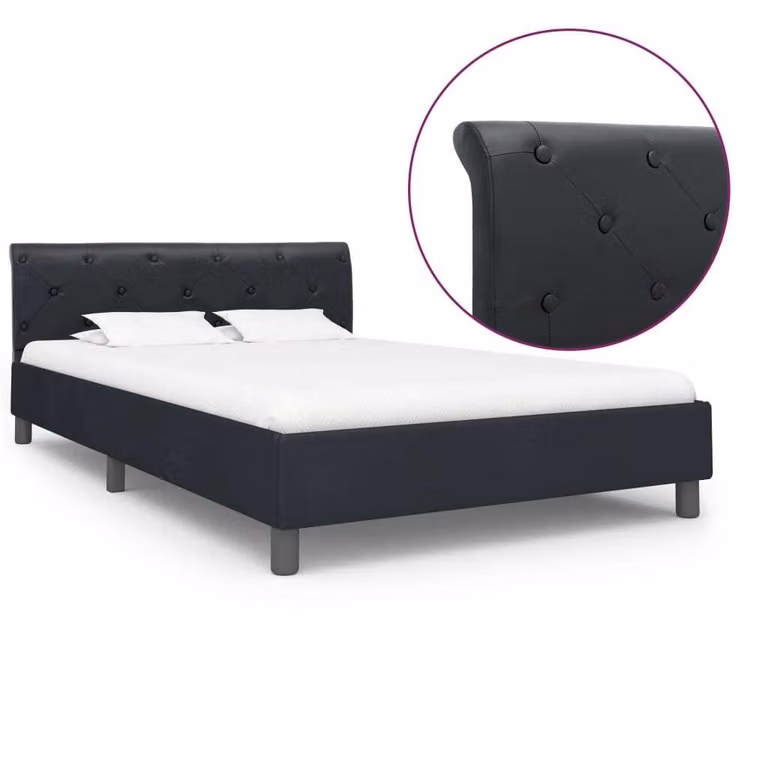 vidaXL Struttura letto in Pelle finta nera 140 × 200 cm - Struttura letto - Cornici letto - Struttura letto - Letto