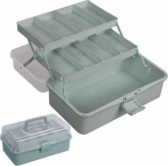 Scatola multiuso da 32,5 cm, colore neutro, ideale per lavori manuali, da cucito, pesca, pronto soccorso, scuola, ufficio