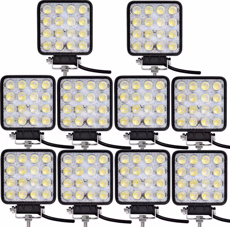 Greenmigo 10 pezzi 48W faro proiettore fuoristrada riflettore LED luce di lavoro alluminio pressofuso nero IP67