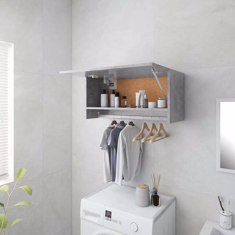 The Living Store Armadio grigio cemento 70x32,5x35cm Materiale in legno