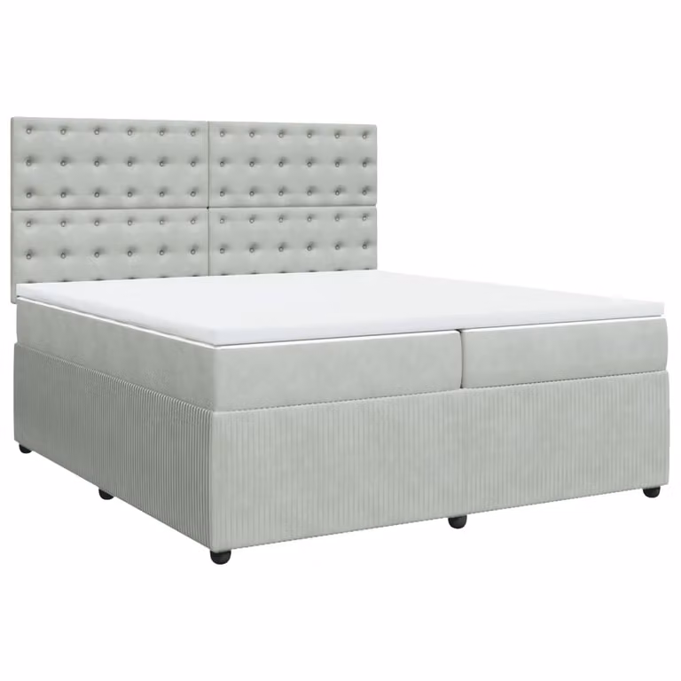 Giroletto a Molle con Materasso Grigio Chiaro 200x200cm Velluto