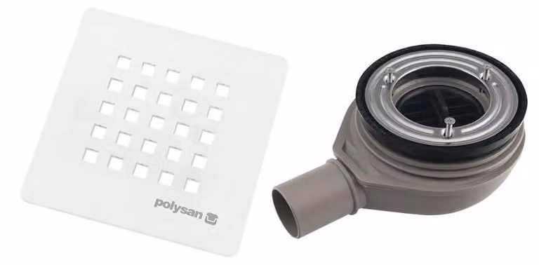 Sifone per piatti doccia, 90 mm, coperchio di scarico, DN40, ABS/bianco opaco