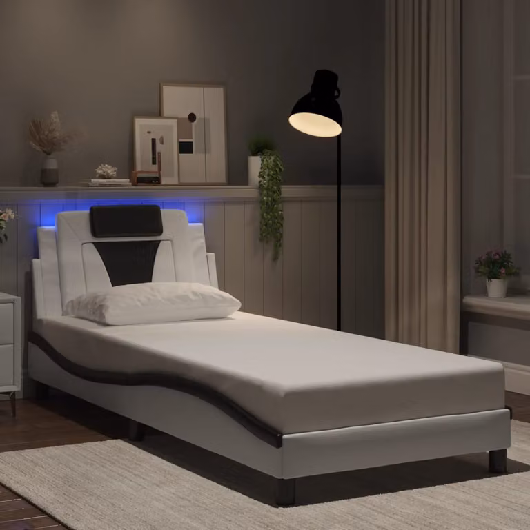 Giroletto Viana vidaXL con LED e porta USB, Bianco e Nero, 90x190 cm