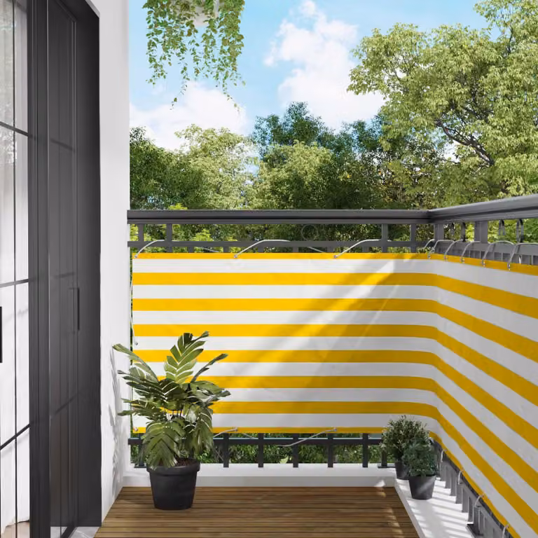 Schermo da balcone Giallo e Bianco 100 x 300 cm Tessuto Oxford