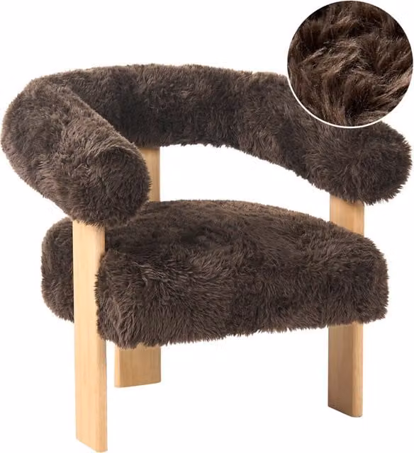 Poltrona lounge Beliani in stile retro con rivestimento in ecopelle e tessuto marrone e gambe in legno di gomma per il tuo salotto L: 77 cm, P: 68 cm, H: 76 cm – 1