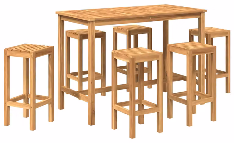 Set Bar da Esterno 7 pcs Naturale Legno di teak solido