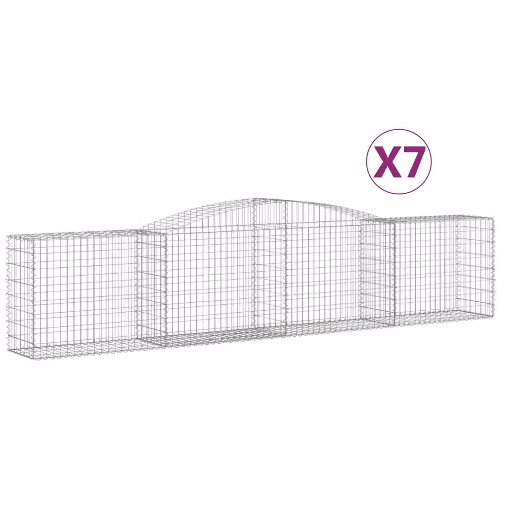 Set di 7 Cesti Gabbioni ad Arco vidaXL in Acciaio Zincato Argento L: 400 cm, P: 50 cm, H: 80-100 cm – 2