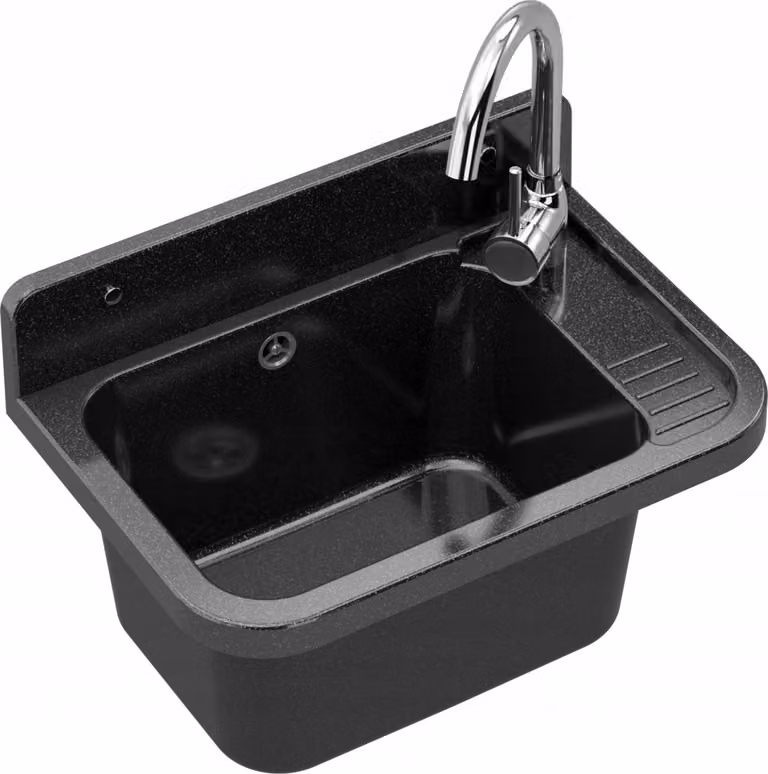 Lavello in granito Lavello da cucina con sifone e rubinetto Lavello da incasso 50x34x31