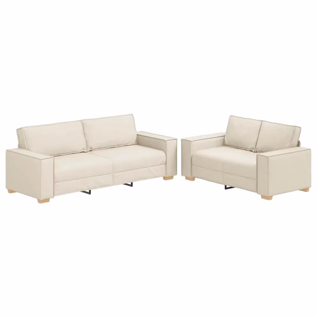 Divano moderno vidaXL beige in tessuto con cuscini per il tuo soggiorno L: 220 cm, P: 84 cm, H: 78 cm – 2