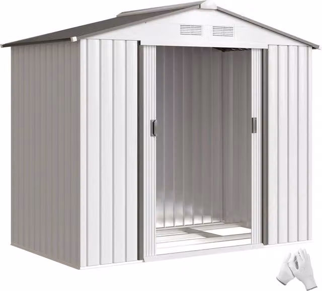 Capanno da Giardino Porta Utensili ¨C Minimal ¨C Acciaio, Bianco, 213x130x185 cm