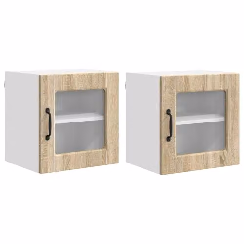 Helloshop26 Set di 2 pensili da cucina moderni con ripiani, 40 x 31 x 40 cm, in legno di ingegneria, rovere Sonoma 02_0054186