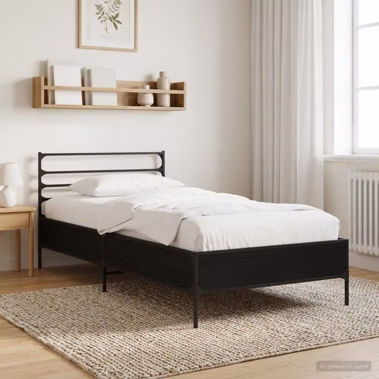Struttura del letto moderna vidaXL in legno Rovere Nero L: 200 cm, P: 80 cm, H: 83 cm