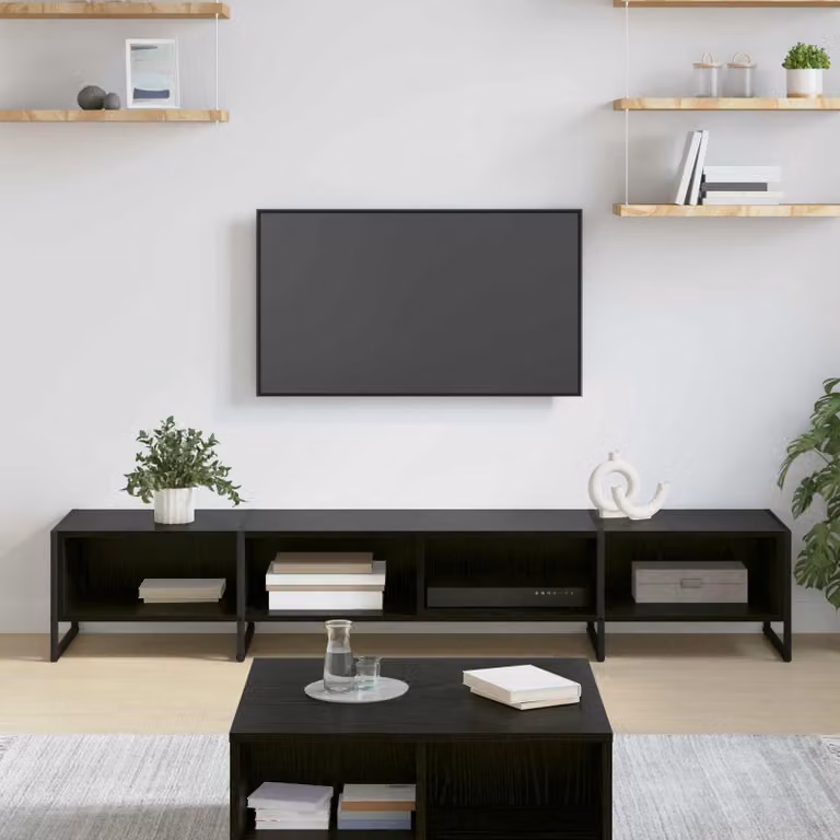 Mobile TV vidaXL in stile industrial, Rovere Nero, L: 170,5 cm, P: 36 cm, H: 30,5 cm