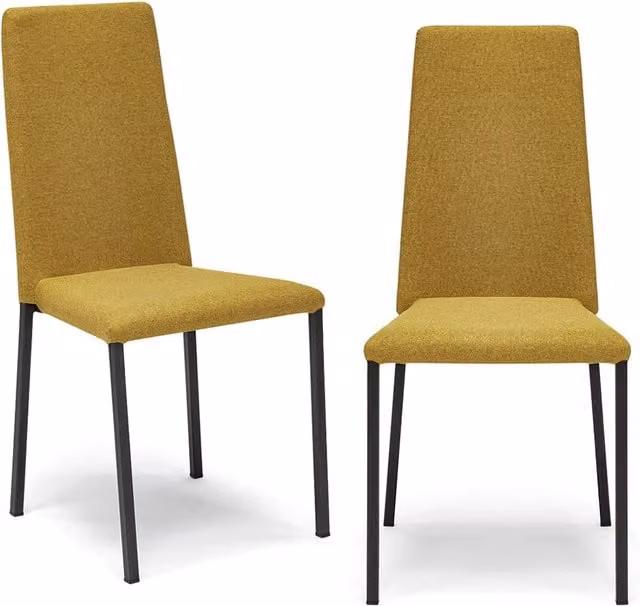 Set di 2 sedie imbottite Redokasa modello BETTY STYLE per interni, design moderno con gambe quadre in metallo e rivestimento in tessuto morbido, colore Giallo