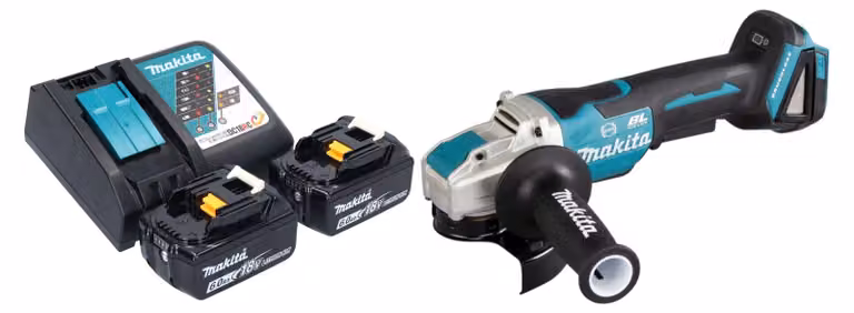 Smerigliatrice angolare a batteria Makita DGA 520 RGX1 18 V 125 mm X-LOCK Brushless + 2x batteria ricaricabile 6,0 Ah + caricabatterie