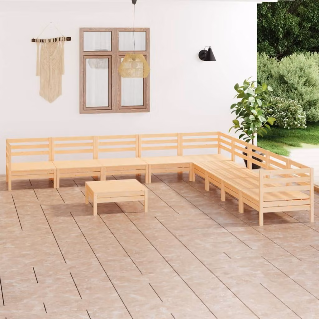 The Living Store Set da salotto da giardino in pino massiccio da 10 pezzi