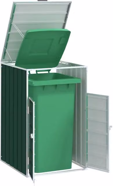 Copribidone con Ruote Singolo Videx in Acciaio Verde H 115 x L 72 x P 81 cm – 1