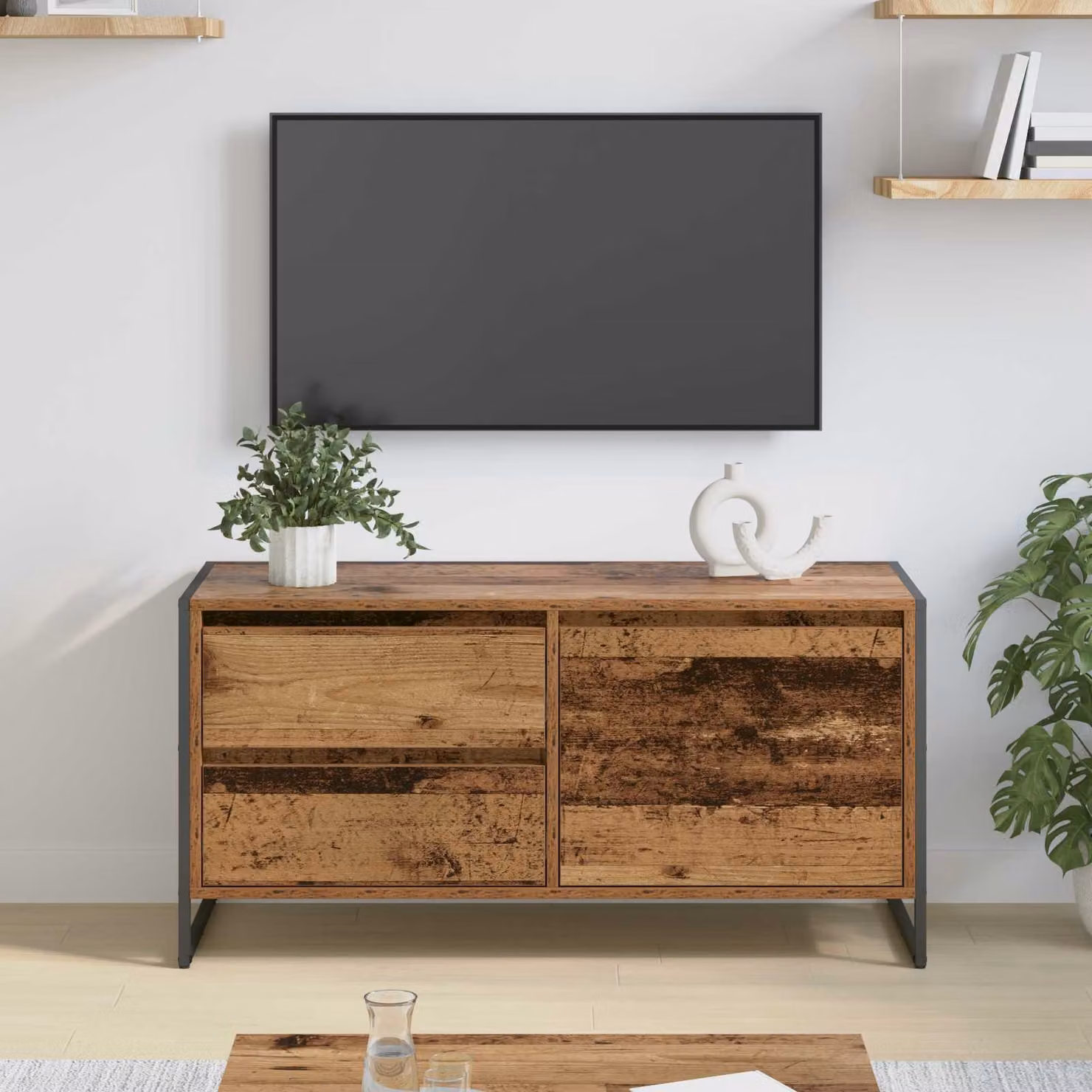 Mobile TV vidaXL in stile industriale, colore marrone, L 100 x P 36 x H 49.5 cm