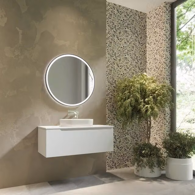 Mobile bagno sospeso 120 cm un cassetto bianco opaco con top | Moor