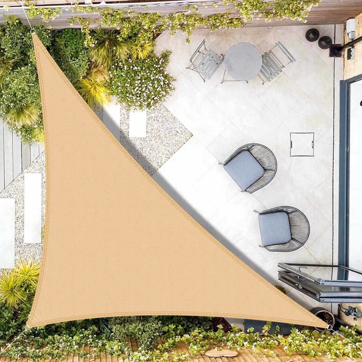 Telo ombreggiante triangolare, 3x3x4,25 metri, impermeabile e resistente ai raggi UV