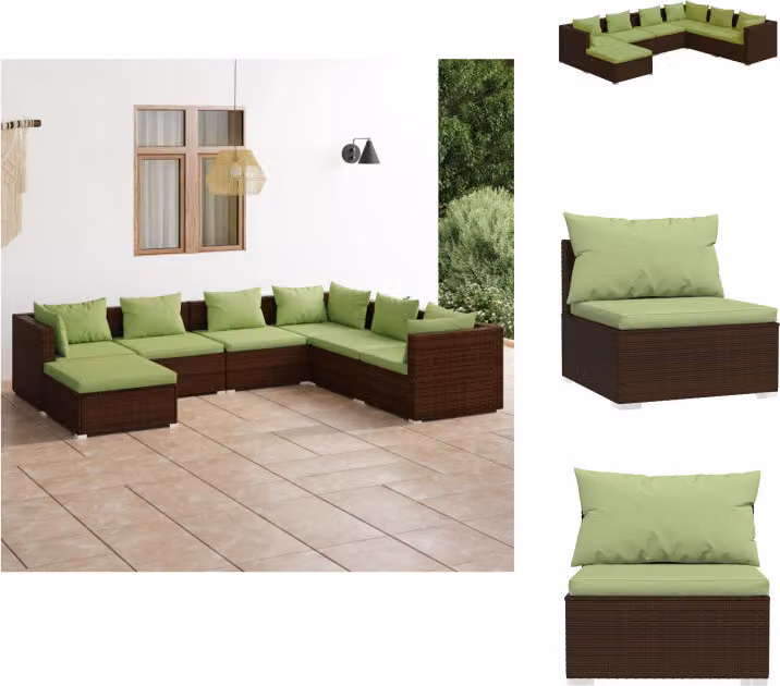 vidaXL set da salotto da giardino 7 pezzi con cuscini in poly rattan marrone - Set di mobili da giardino