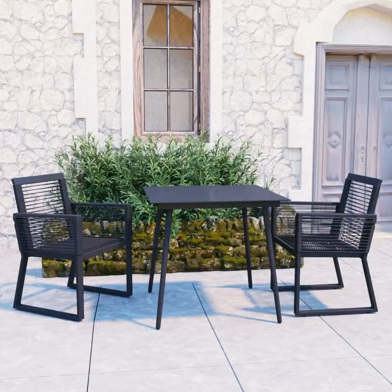 Maison Exclusive - Set da pranzo da giardino a 3 pezzi in rattan PVC nero