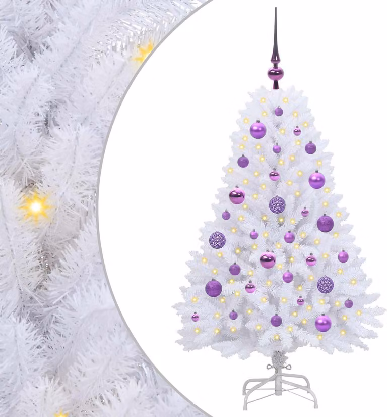 Albero di Natale Artificiale con Rami Pieghevoli Bianco 120 cm