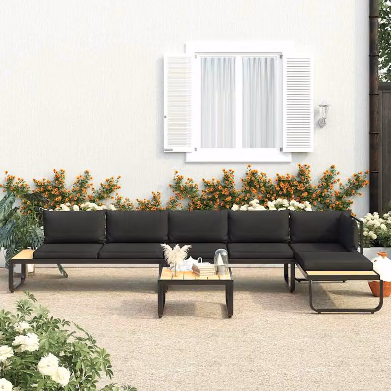 Set Divano da Giardino ad Angolo vidaXL 4 pz con Cuscini, Struttura in Alluminio Verniciato e Tessuto Resistente alle Intemperie