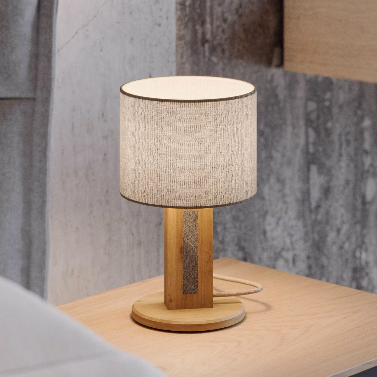 Elobra Lampada da tavolo Chile S, dimmerabile, Legno chiaro, Soggiorno / Sala da pranzo, Legno, Moderno, Lampada da tavolo