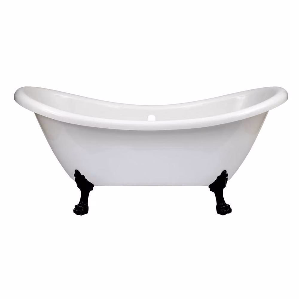 Vasca da Bagno Centro Stanza Classica in Acrilico 1750 x 730mm con Piedini a Zampa di Leone Neri - Legend