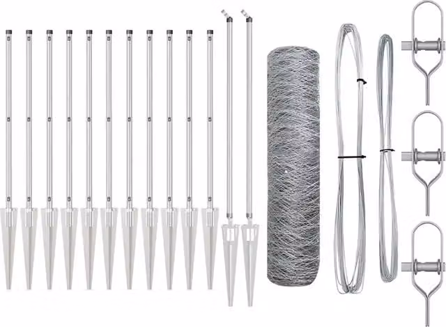 Palo per recinzione in acciaio argento H: 80,0 cm, L: 14,0 cm, P: 3,2 cm