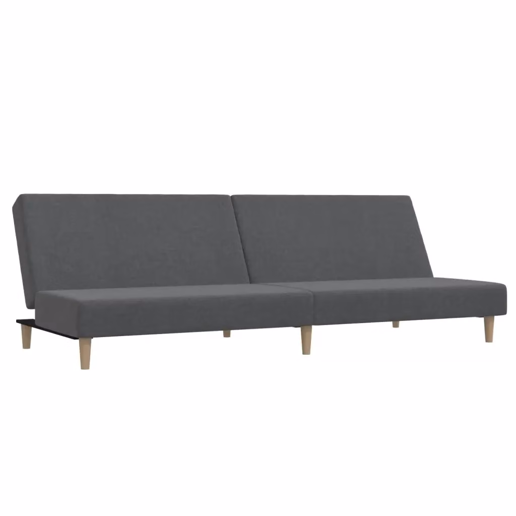Divano Letto Click Clack vidaXL Grigio con Struttura in Legno Solido e Poggiatesta Regolabile, L/P/H: 200 x 100 x 84,5 cm – 2