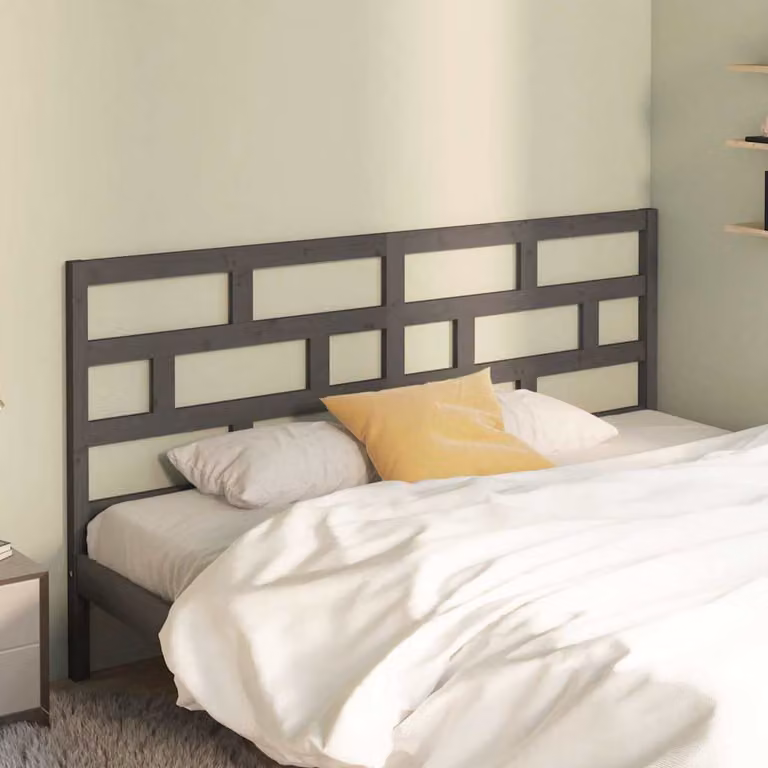 Testiera per letto vidaXL in legno massello di pino, colore grigio, L: 186 cm, P: 4 cm, H: 100 cm