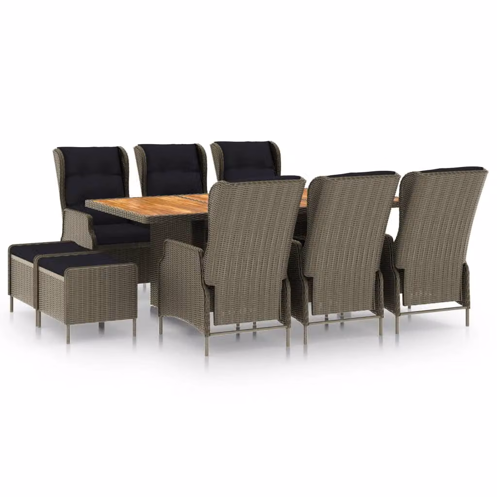 Maison Exclusive - Set da pranzo da giardino da 9 pezzi con cuscini in rattan sintetico marrone
