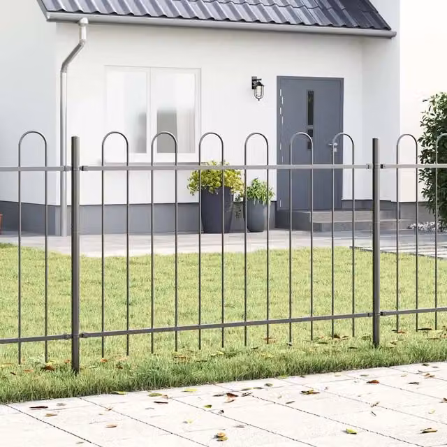 Recinzione per Giardino vidaXL in Acciaio Grigio 9 Pezzi L: 15,3 m x H: 1 m
