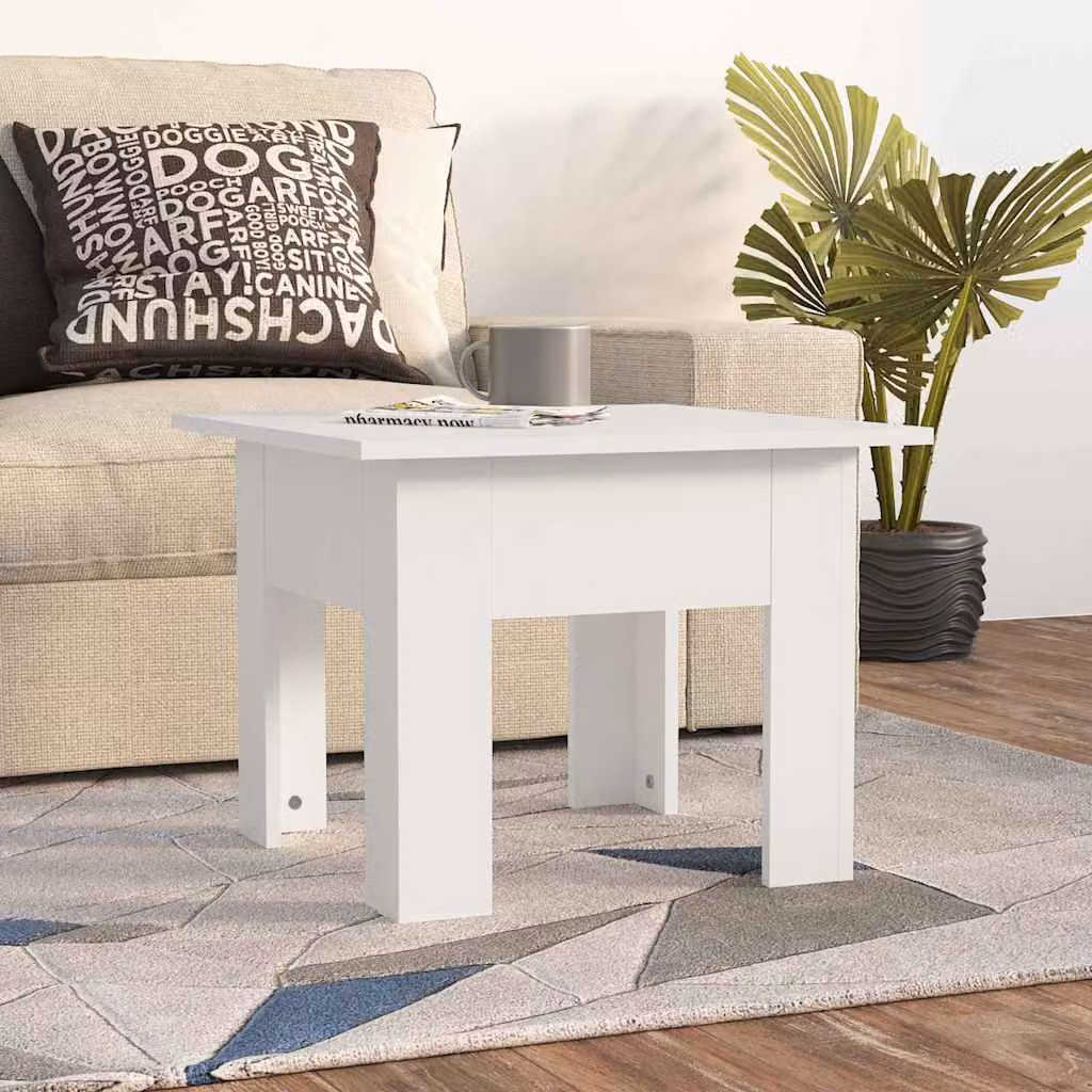 vidaXL Tavolino da Salotto Moderno Bianco in Legno e MDF L/P/H: 55 x 55 x 42 cm