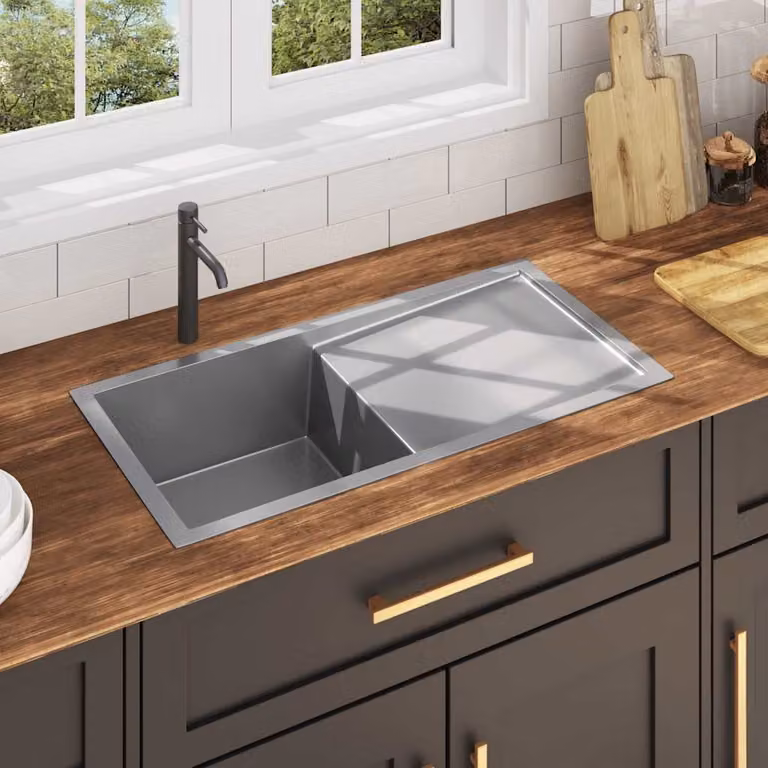 vidaXL Lavello da Cucina Lavorato a Mano in Acciaio Inox Grigio Argento