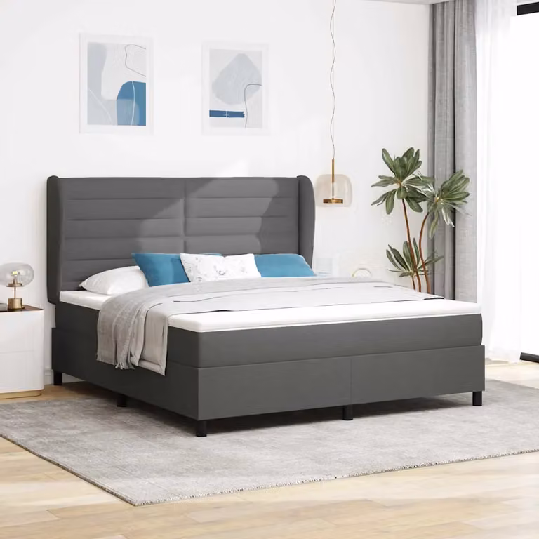 Letto a molle con materasso vidaXL in tessuto Grigio scuro L/P: 180 x 200 cm